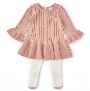 Edgehill Collection Baby Girls Newborn Sweater Knit Bottom Set